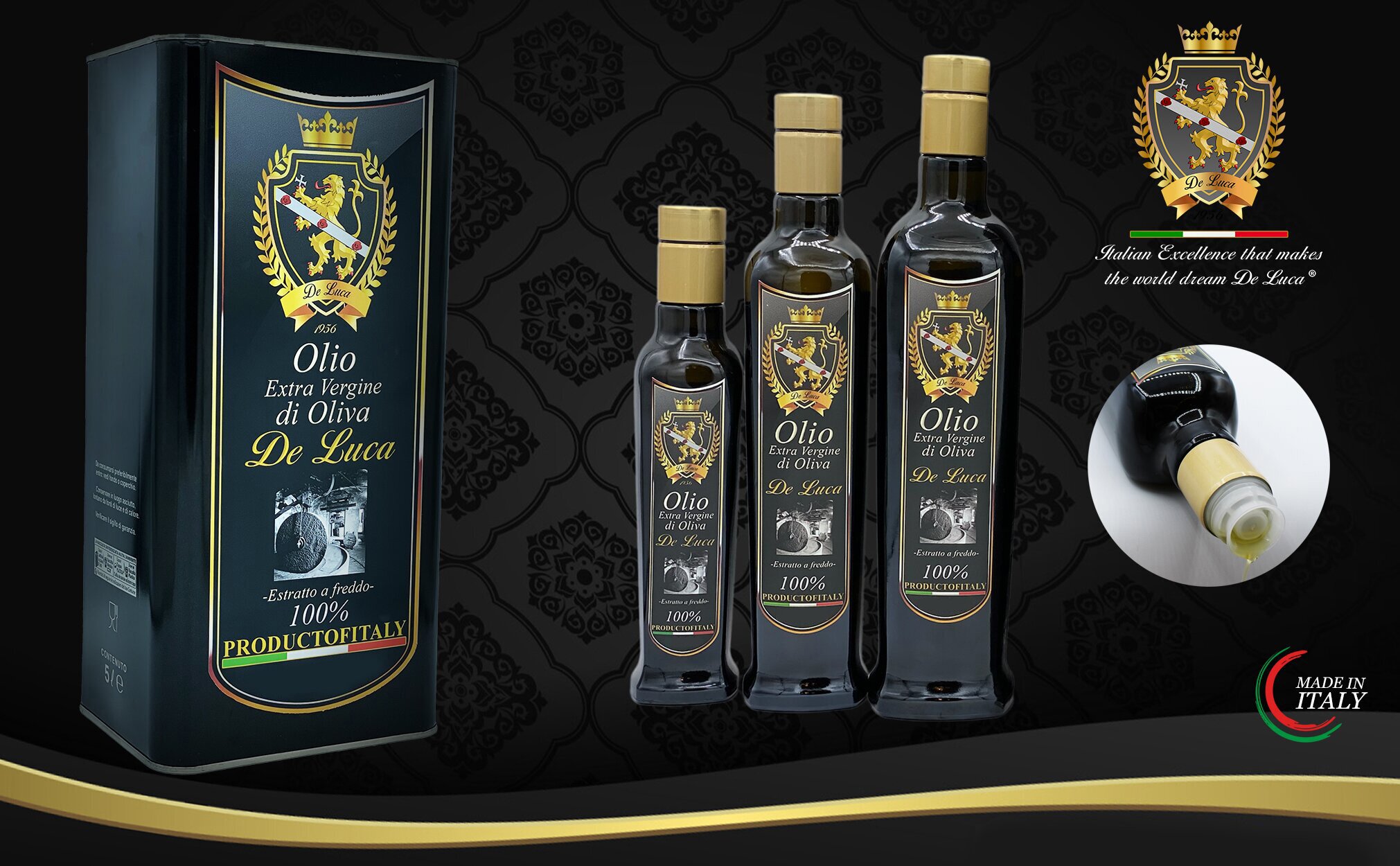Olio Extravergine di Oliva Italiano biologico De Luca Eccellenza italiana che fa sognare il mondo De Luca